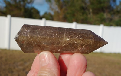 #ad SMOKY CITRINE Rutile Quartz Crystal Point VOGEL Style DT Rutilated Wand A113 $248.00
