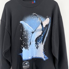 Vintage Sun Sportswear NWF Humpback Whale Sweatshirt Black XL Made in USA NWT