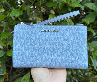 MICHAEL KORS ジッパー付きケース Michael Kors Jet Set Travel Double Zip Large Phone Wallet MK Pale