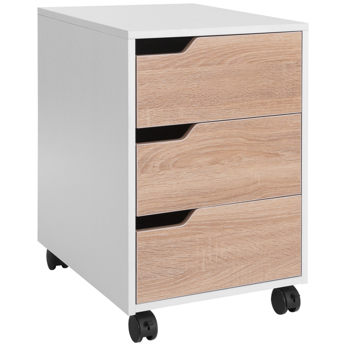 Homcom Mdf Mobile File Cabinet - Oak, White - Image 2