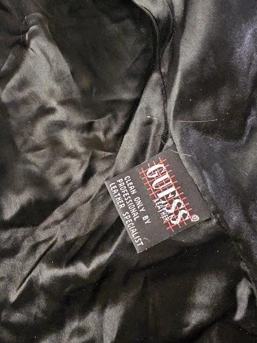 Vintage Guess Genuine Leather Black Motorcycle Jacket Women's S. Front Pockets image 6