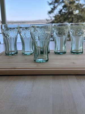 Libbey Coca-Cola Vintage Green 4.5  Glasses Set of 6 Embossed Coke