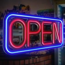 Open Signs for Business,32x16 in Large Bright Open Sign Neon Led Lighted Remote