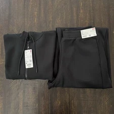 Uniqlo Dry Sweat Set Barrel Curve pants & Full Zip Hoodie Black Women’s Size M