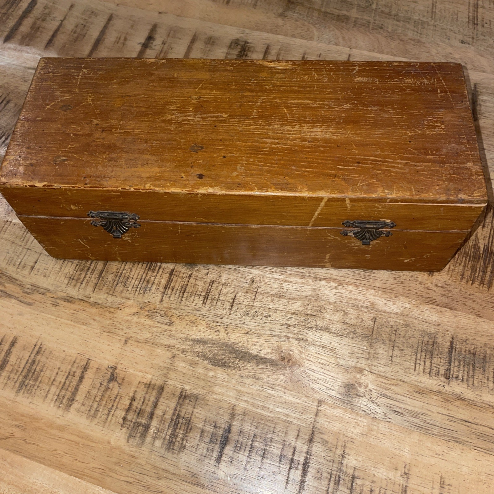 Antique Brass Microscope With Wooden Case & Slides READ