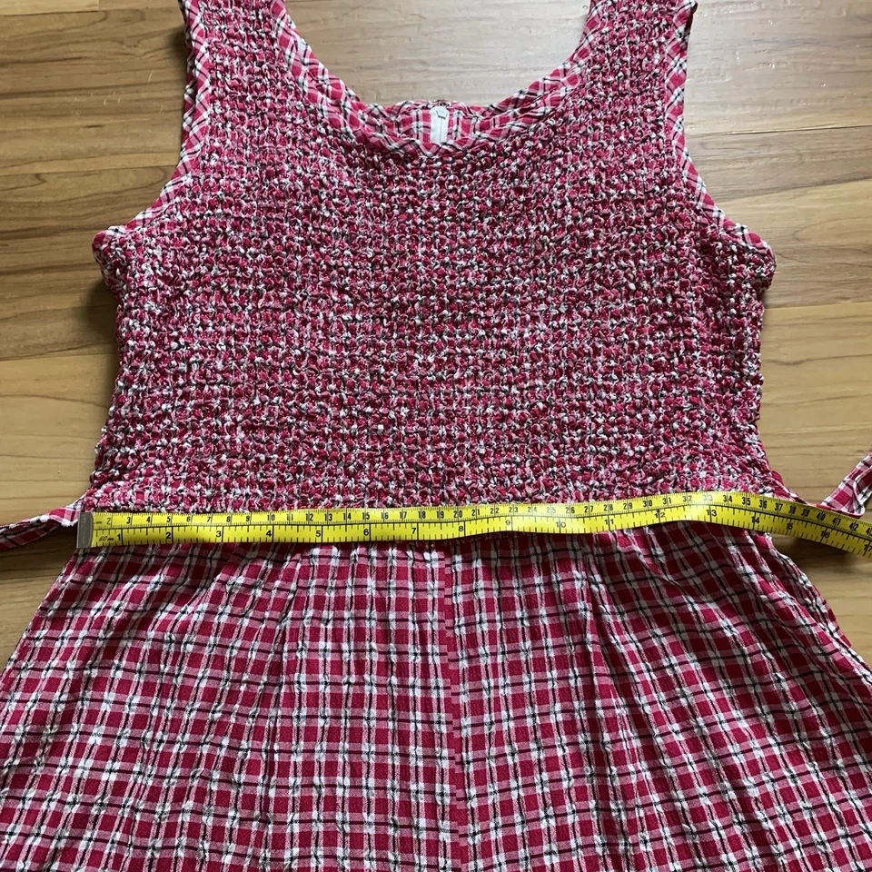 Винтажный красный Gingham со сборками Детский комбинезон от S. L. моды размер 14 галстук ремень без рукавов - Изображение 3 из 4