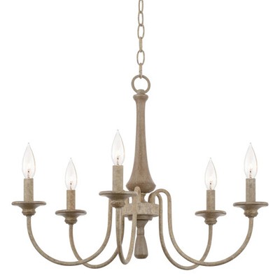 Kira Home Sherbrooke 24'' 5-Light Wood Chandelier French Country Farmhouse Pendan