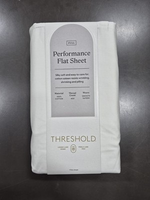 Threshold Full 400 Thread Count Performance Flat Sheet Sour Cream 100% Cotton