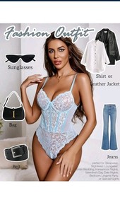 Women Sexy Lace Lingerie One Piece Babydoll Bodysuit Sleepwear L