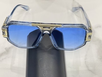 Cazal Square Sunglasses Clear Frame Blue Gradient Lens Men's Women's With Box DE