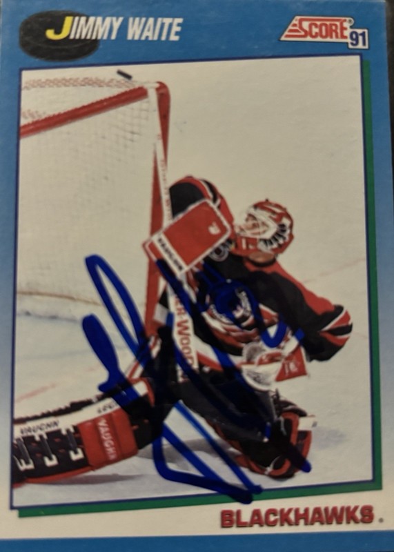 Jimmy Waite Chicago Blackhawks autographed hockey card (91-92 Score # 632)