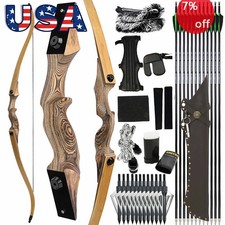 Archery Recurve Bow Kit 20-60lbsTakedown 60" Wooden Arrows Hunting Target