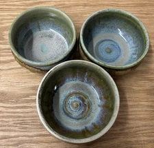 Pigeon River Pottery PRP Leiva Signed Art Glazed Drip Dish Bowls