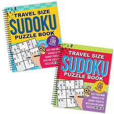2 Sudoku Books Spiral Bound Puzzle Adults Travel Size over 200 Puzzles