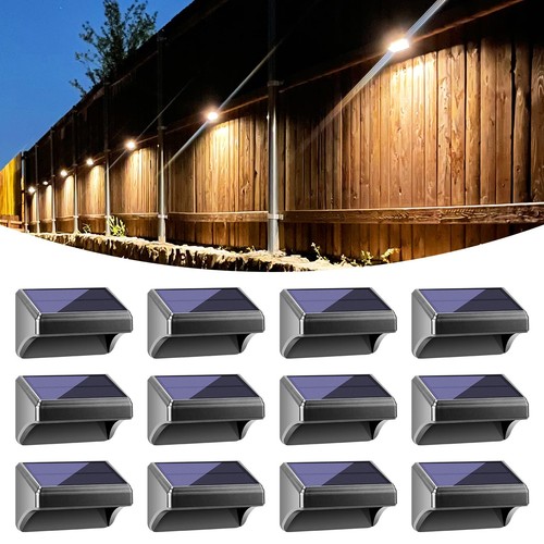 Solar Fence Lights Warm White & White, Solar Outdoor Wall Lights, Fence Solar...