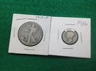 SILVER - 1919 WALKING HALF  "SEMI KEY" /  1916 MERCURY DIME - "NICE COMBO SET"