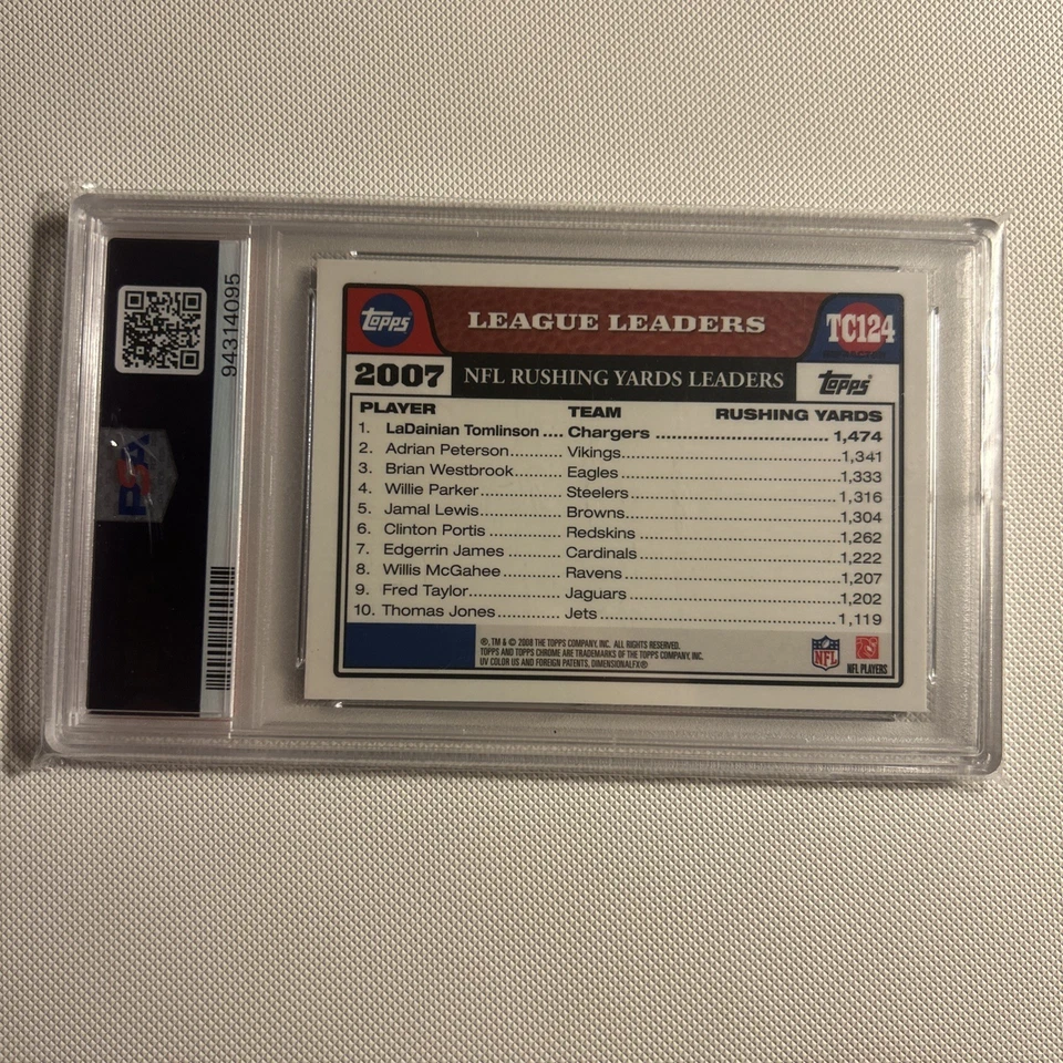 Topps Chrome 2008 - LaDainian Tomlinson #TC124 refractor negro PSA 9 cargadores Foto 2 de 3