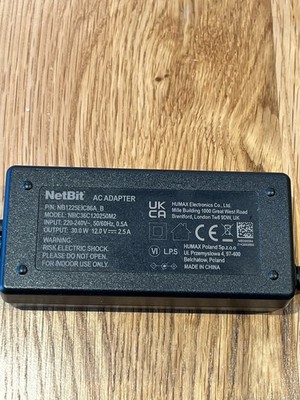 NetBit AC Adapter NBC36C120250M2 12V 2,5A 30W Netzteil für Virgin Media Hub