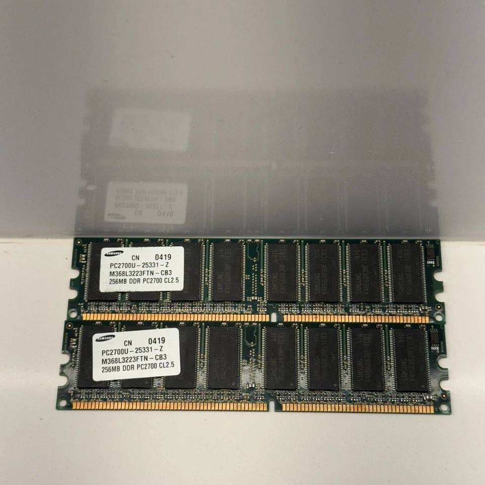 Set Of 2 SAMSUNG DDR PC2700U-25331-CB3 CL2.5 256MB RAM For Desktop/PC Aa53 - Image 2 of 2