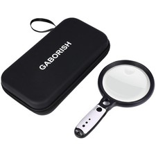 Large Magnifying Glass with 37 LED Light and Case, 10X 20X 45X Handheld Illum...