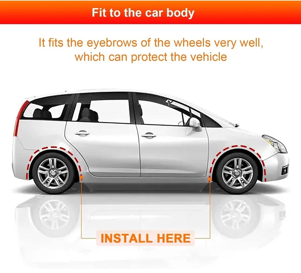 4x Fender Flares Car Wheel Arch Trim Extension Moulding Tyre Eyebrow Trim Strip - Image 2 of 4