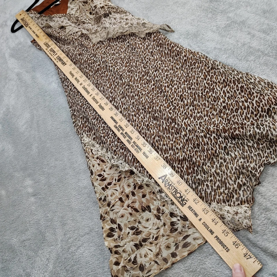 Vestido De Colección Años 90 Y2k Seda Estampado Animal Y Detalle Rosa Talla 10 Volantes Dobladillo Asimétrico Foto 4 de 4