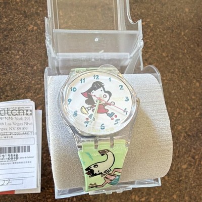 Swatch Cartoon Theme Unisex Quartz Wristwatch Light Green Analog w/ Box