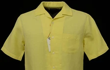 Men's DANIEL CREMIEUX Yellow S/S Silk Linen Shirt Medium M $75 NEW NWT
