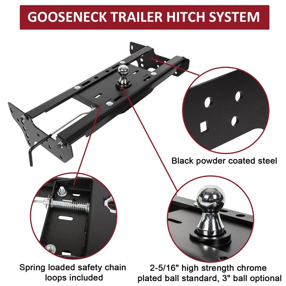 For Ford F250 F350 99-16 Gooseneck Trailer Hitch System Complete Under Bed Kit — 第 4/4 张图片