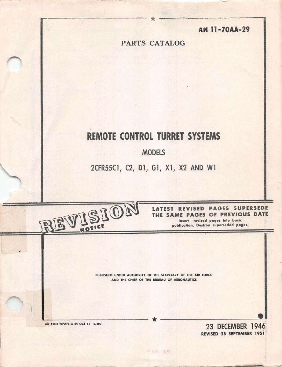 B-29 Remote Control Turret Systems Parts Catalog Flight Manual -CD Version  | eBay