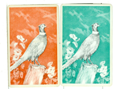 Two Single Vintage ID Animals, Birds, ''Pheasant'' Playing Cards BI 8-98 A, B