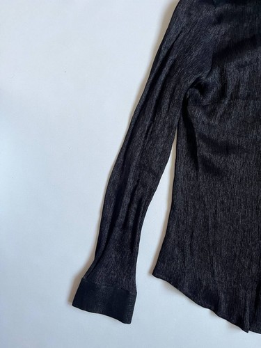 Romeo Gigli Women Black Viscose Asymmetrical Button Up Avant Garde Shirt Size 42 - Picture 6 of 12