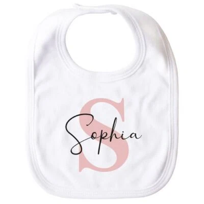 SPECIALME personalisiertes Baby Lätzchen mit Namen Monogramm Anfangsbuchstabe Initiale
