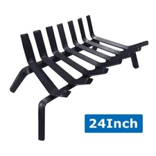 Fireplace Log Grate 24 inch Wide Heavy Duty Solid Steel Indoor Chimney Hearth