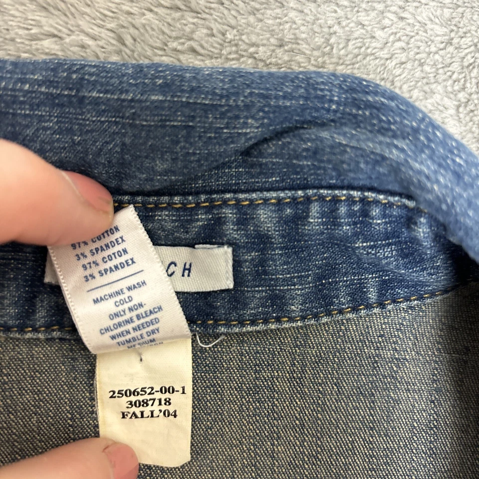 Vintage Old Navy Dress Womens S Denim Jean Shirt Button Up Y2K Fitted Stretch - Image 3 of 4