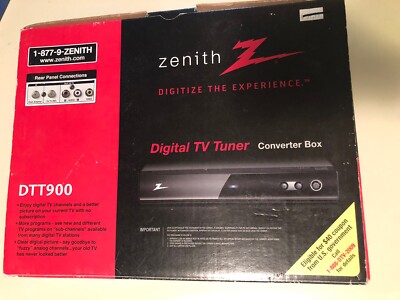 Zenith DTT900 Digital TV Tuner Converter Box w/ Wireless Remote - New open box