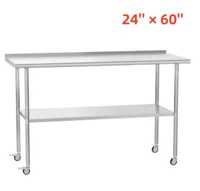 #ad Commercial Restaurant Kitchen Prep Work Table 24quot; x 60quot; w Backsplash amp; Casters $145.00