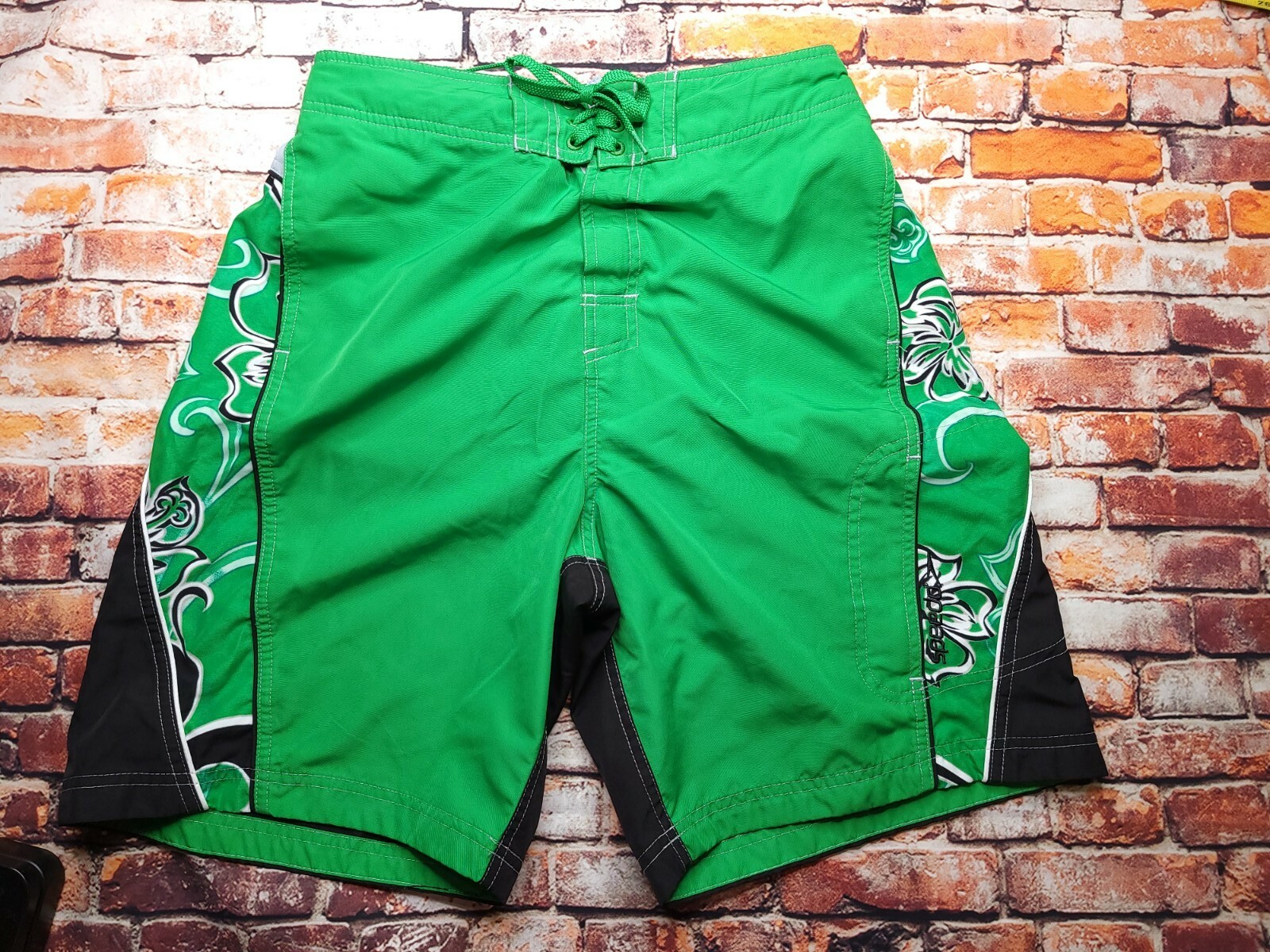 Speedo Men's Swim Trunks Size S 28 Men's Black Green Board Shorts
