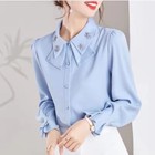 Spring Autumn Long Sleeve Pleated Office Blouse Shirt Top Fashion Women Clothing