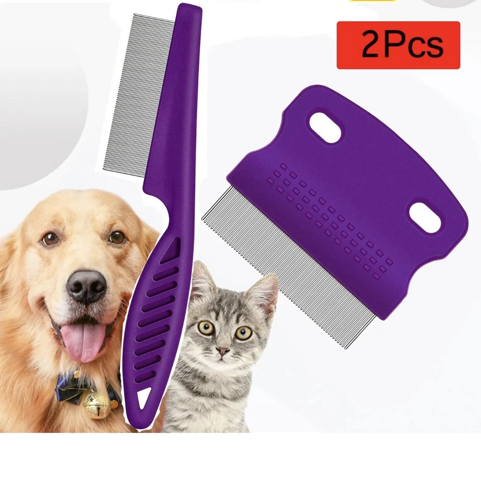( 2Pcs ) Pet Lice Comb Dog Stainless Steel Flea Removal Hair Removal Brush. - image 3 of 3