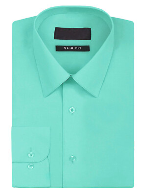 Omega Italy Men's Premium Slim Fit Button Up Long Sleeve Solid Color Dress Shirt