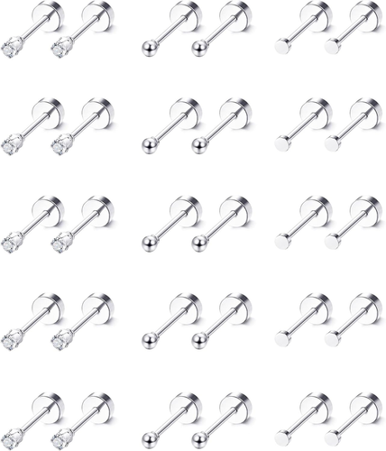 Surgical Steel Tiny Bar Stud Earrings – Screw Back Minimalist Jewelry For Women