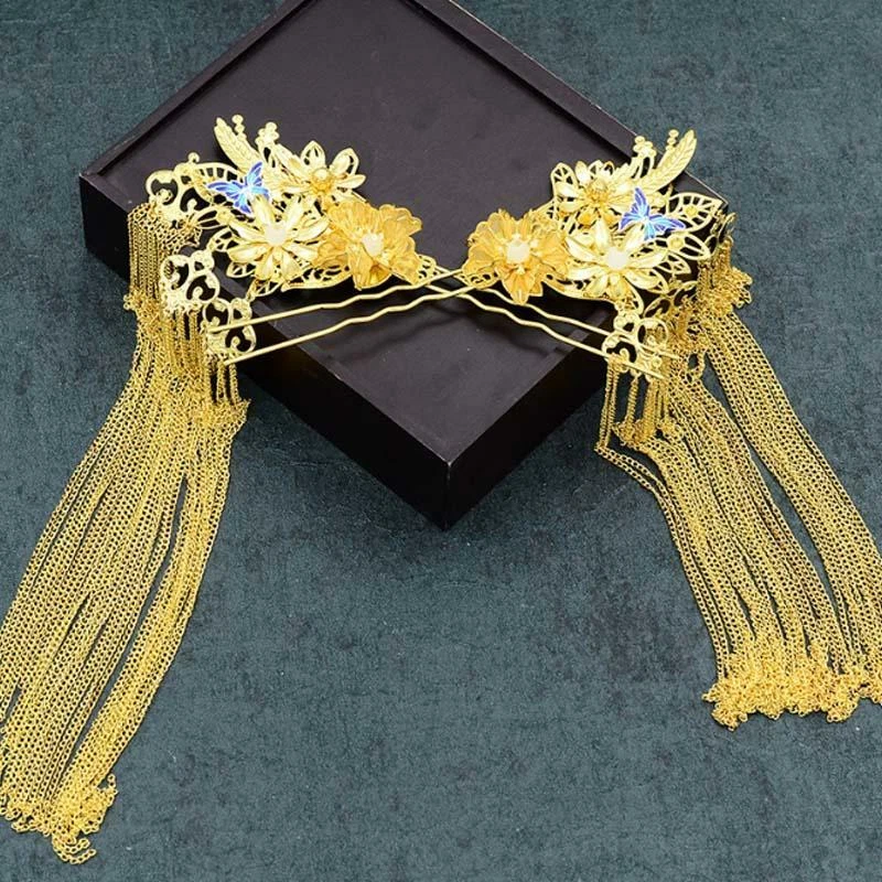 Chinese Style Retro Bride Wedding Hair Ornaments Headdress+Earrings Accessories - Image 2 of 4