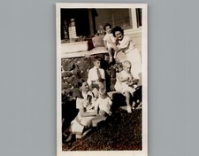 Antique 1940's Gathering The Kids - Black & White Photography Photo