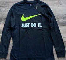 NWT Nike Boys YXL Black/White/Yellow JUST DO IT Long Sleeve Shirt XL