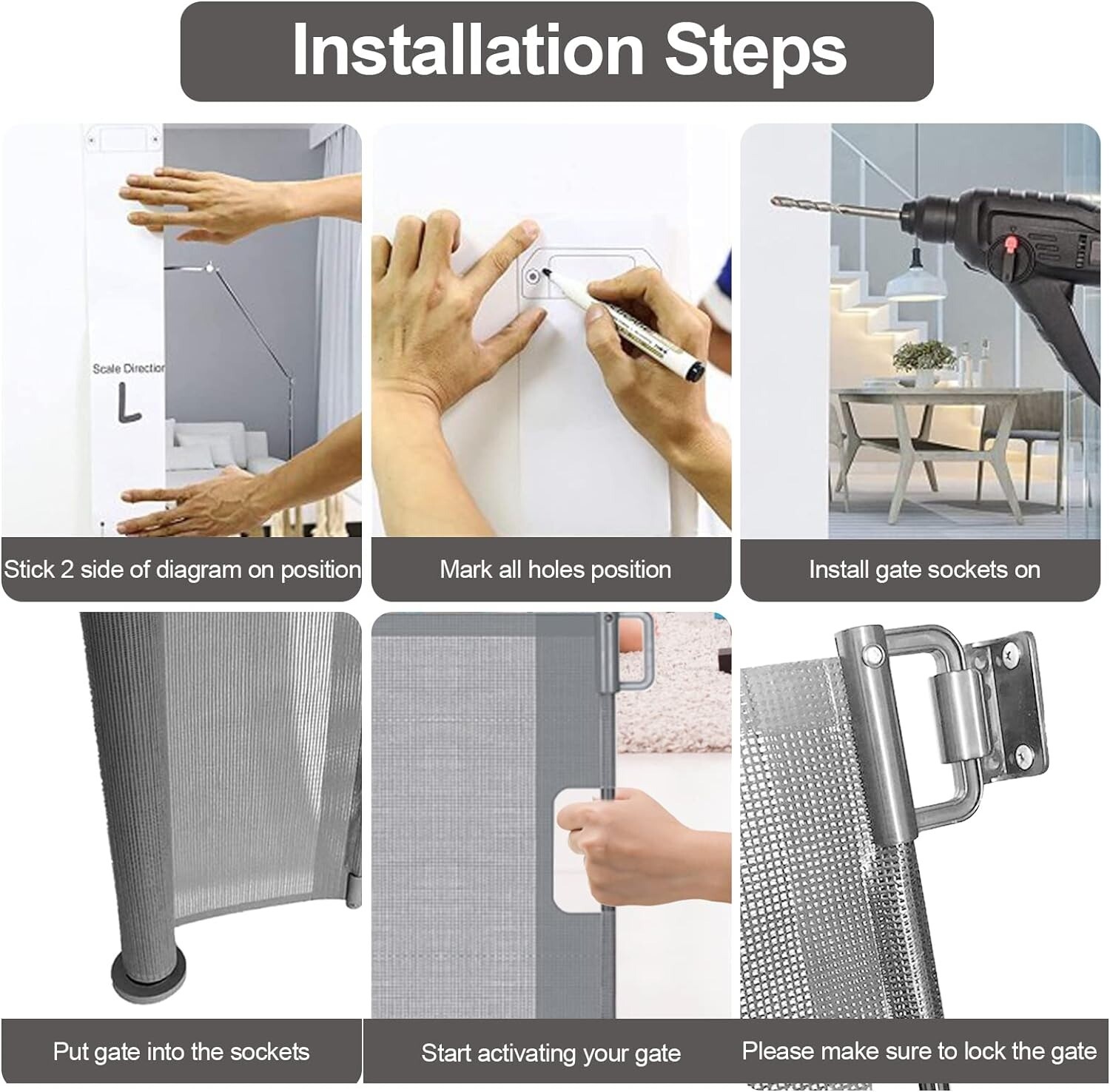 Retractable Stair Gate, Extendable Dog Gate, Extra Wide Pet Gates 89 x 180 cm eBay