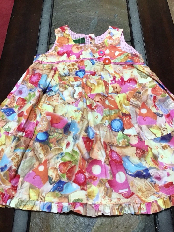 OILILY Conjunto de Vestido y Pantalones Niñas Pequeñas 2-3 EU-86-92 Pastel Floral Usado en Excelente Condición Portugal Foto 3 de 4