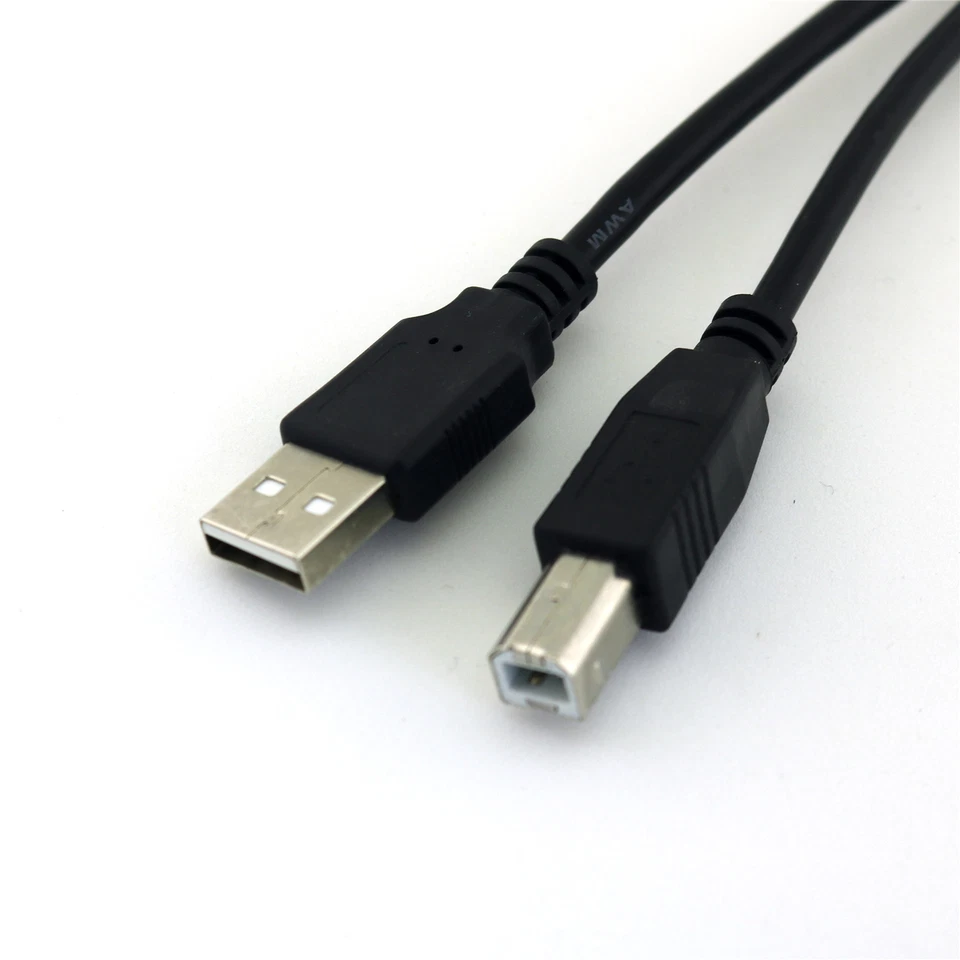 10pcs High Speed USB 2.0 A Male To B Male Printer Scanner Cable Cord Black 1FT - Image 2 of 4