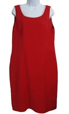 Vintage Womens Sheath Dress Sleeveless 14 Below Knee Red White Trim