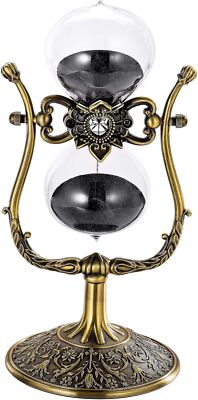 Vintage 60 Minute Hourglass Sand Timer Large Brass Engraved Rotating NEW